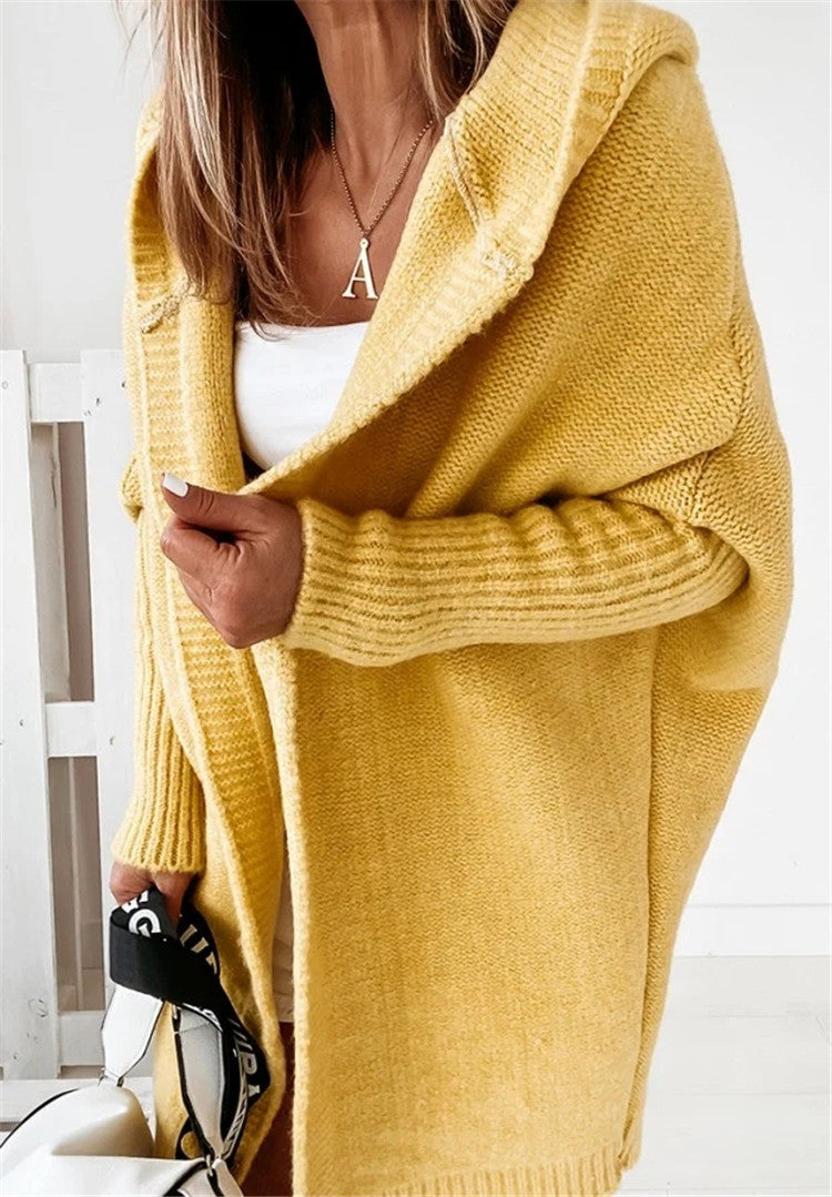Loose V-neck Button Cardigan Fall Winter Fashion Single Breasted Knitted Sweater Top Women's Clothing