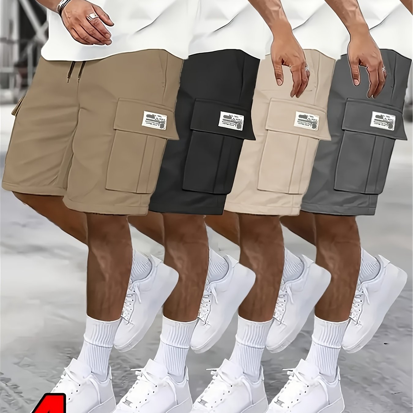 Men’s Casual Loose Workwear Shorts – 4-Pack