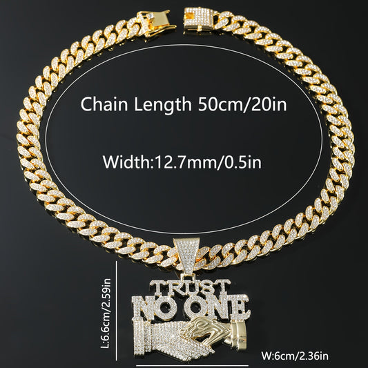 1 pc Men's 'TRUST NO ONE' Hip Hop Pendant Necklace