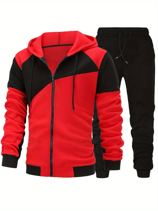 Autumn Winter Men's Zipper Hoodie Suit-Fleece Hoodie Men's Casual Sportswear Set
