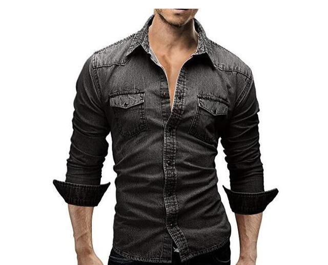 Men’s Long Sleeve Casual Shirt – Slim Fit, Solid Color