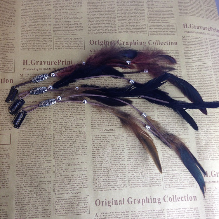 Indian Chicken Feather Hair Clip BB Clip Feather Jewelry Ethnic Style