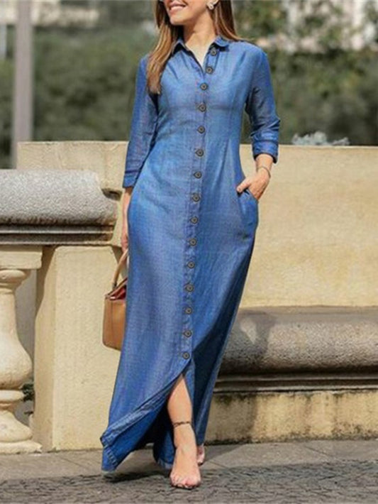 Plus Size Denim Shirt Dress for Women