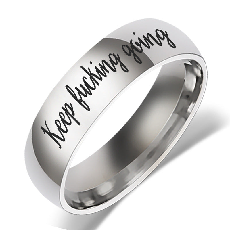 Punk "Keep Going" Inspirational Ring