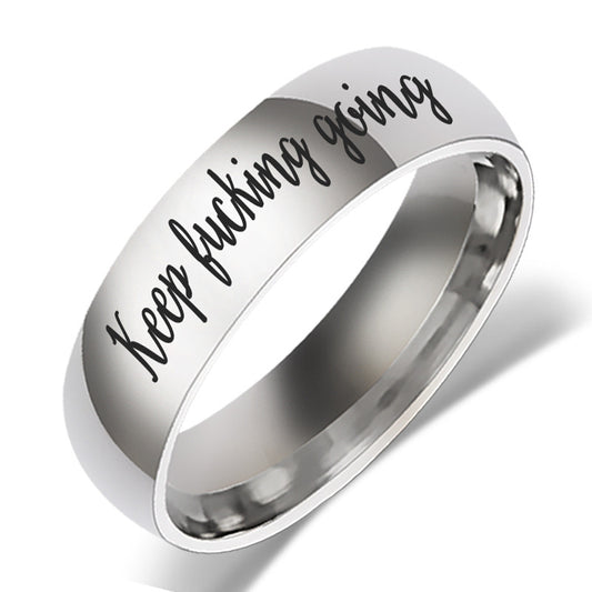 Punk "Keep Going" Inspirational Ring