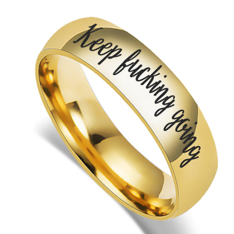 Punk "Keep Going" Inspirational Ring