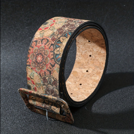 Vintage Western Style Floral Pattern Faux Leather Belt – Boho Chic Waistband Accessory for Women