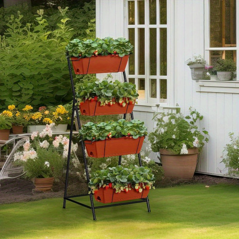 4 Tier Vertical Raised Garden Bed Planters – Brick Red