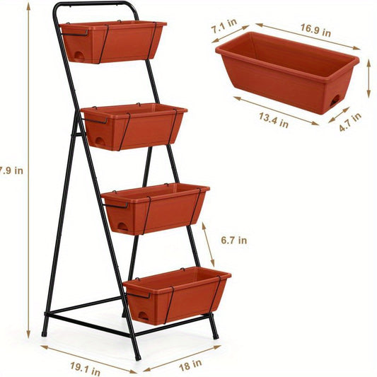 4 Tier Vertical Raised Garden Bed Planters – Brick Red
