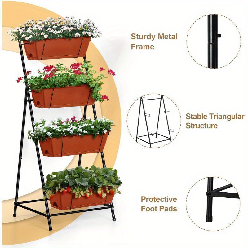 4 Tier Vertical Raised Garden Bed Planters – Brick Red