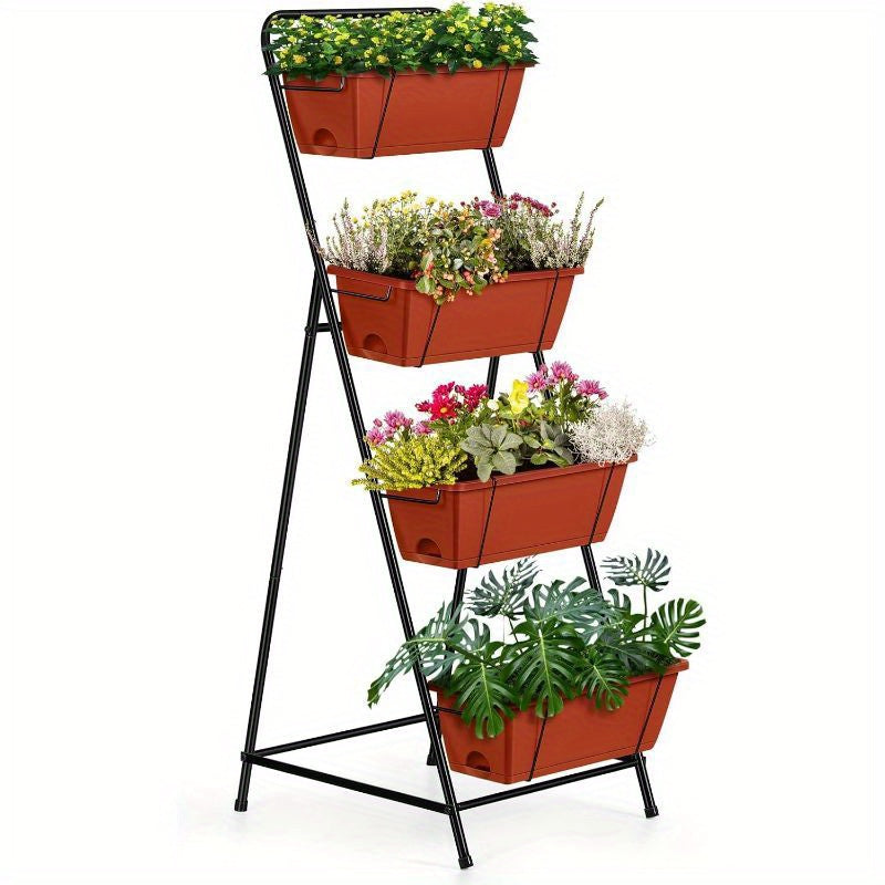 4 Tier Vertical Raised Garden Bed Planters – Brick Red
