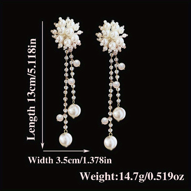 Vintage-Inspired Elegant Faux Pearl Tassel Earrings for Women