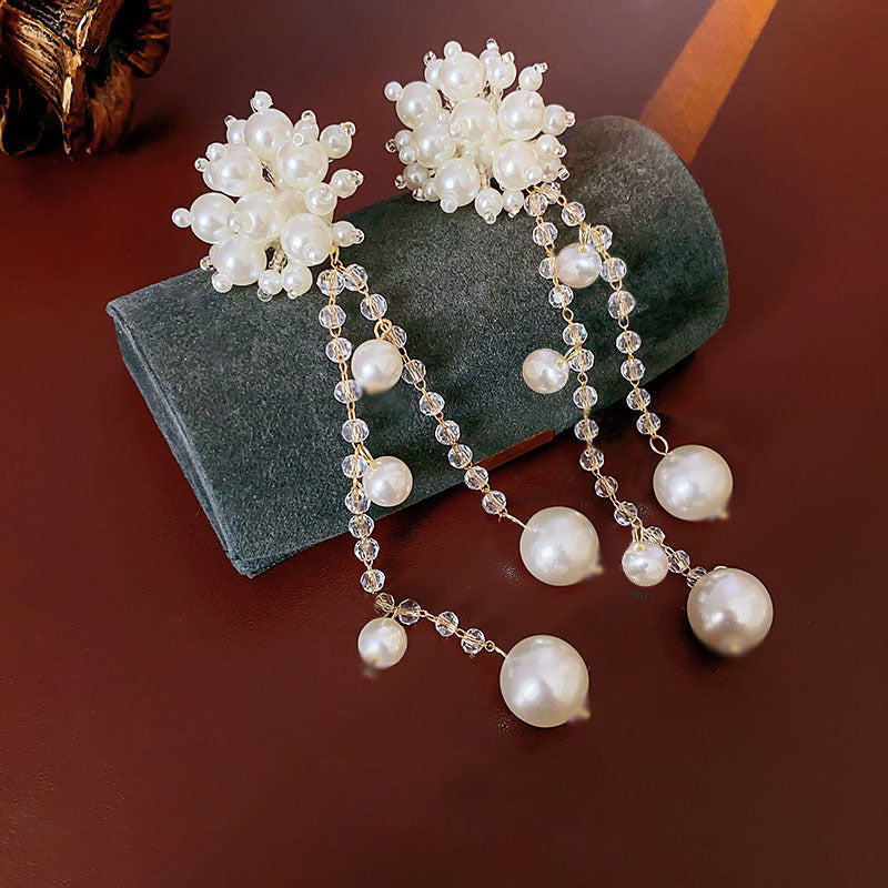 Vintage-Inspired Elegant Faux Pearl Tassel Earrings for Women