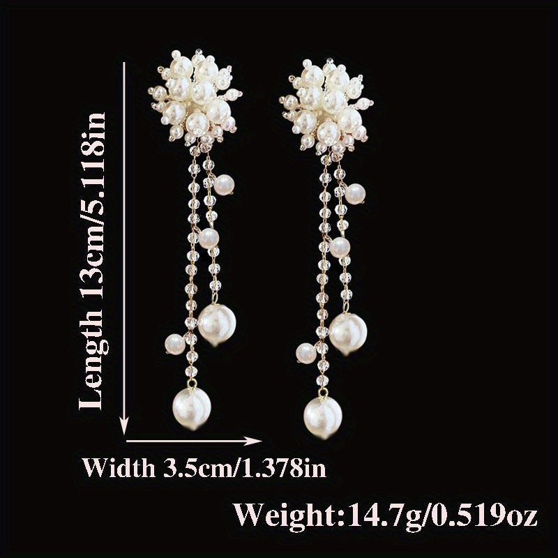 Vintage-Inspired Elegant Faux Pearl Tassel Earrings for Women