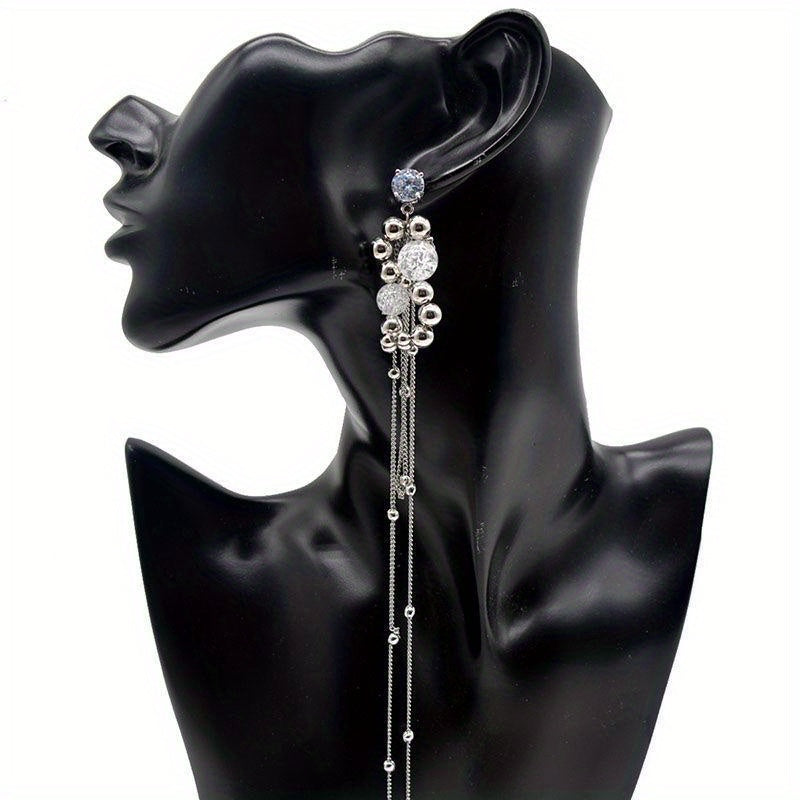 Luxury 925 Silver Elegant Long Tassel Earrings – 1 Pair