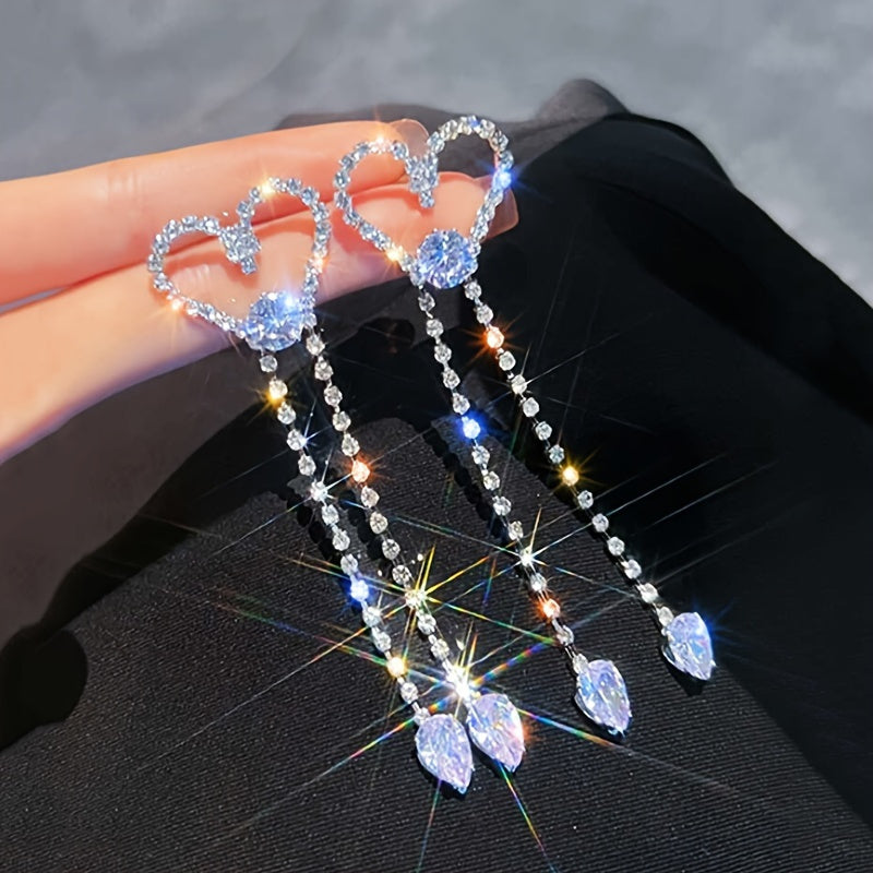 Luxurious Heart-Shaped Synthetic Zirconia Earrings for Women