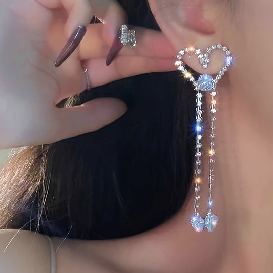 Luxurious Heart-Shaped Synthetic Zirconia Earrings for Women