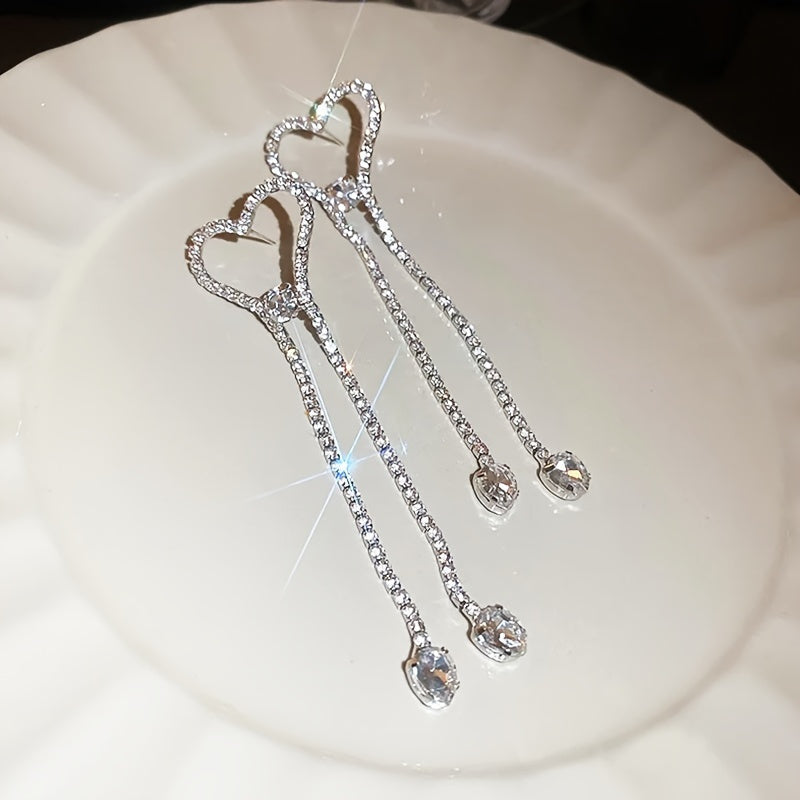 Luxurious Heart-Shaped Synthetic Zirconia Earrings for Women