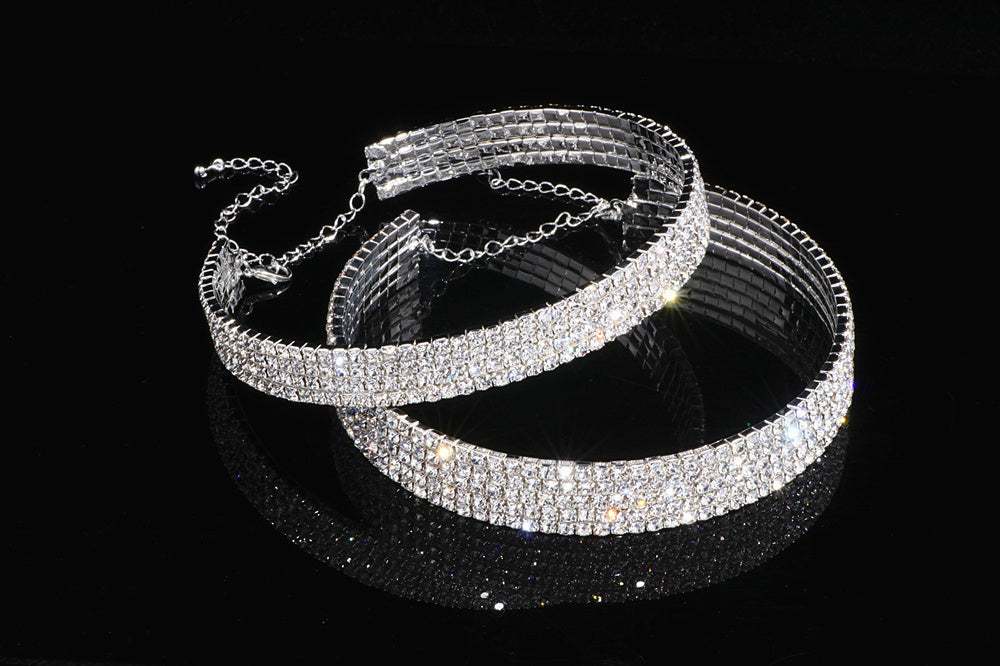 Elegant Diamond-Studded Fashion Choker Necklace