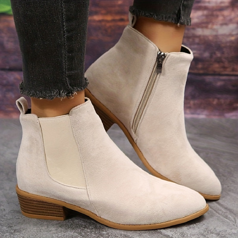 Step into Style and Comfort – Pointed Toe Ankle Boots with Chunky Heels