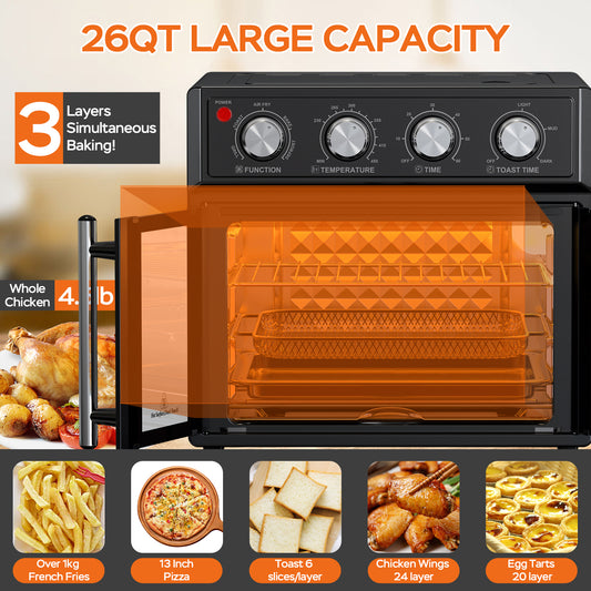 29QT French Door Air Fryer Toaster Oven (1700W Black