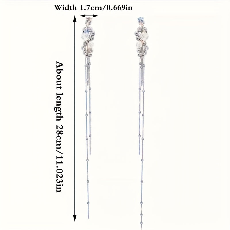 Luxury 925 Silver Elegant Long Tassel Earrings – 1 Pair