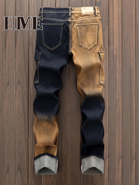 HME Men's Color-blocking & Patchwork Jeans