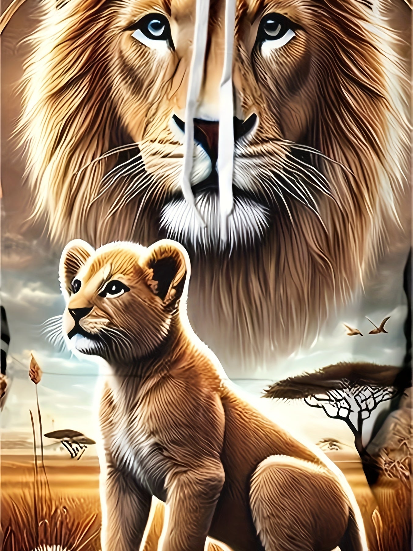 Men's 3D Sacred Lion & Cub Hoodie