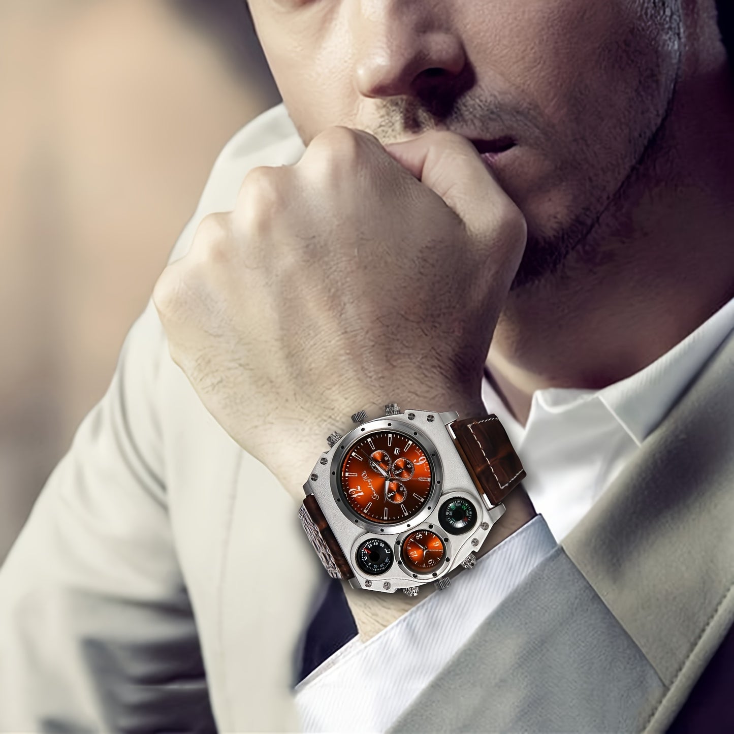 Men's Dual Time Zone Quartz Watch – Casual Sport Style