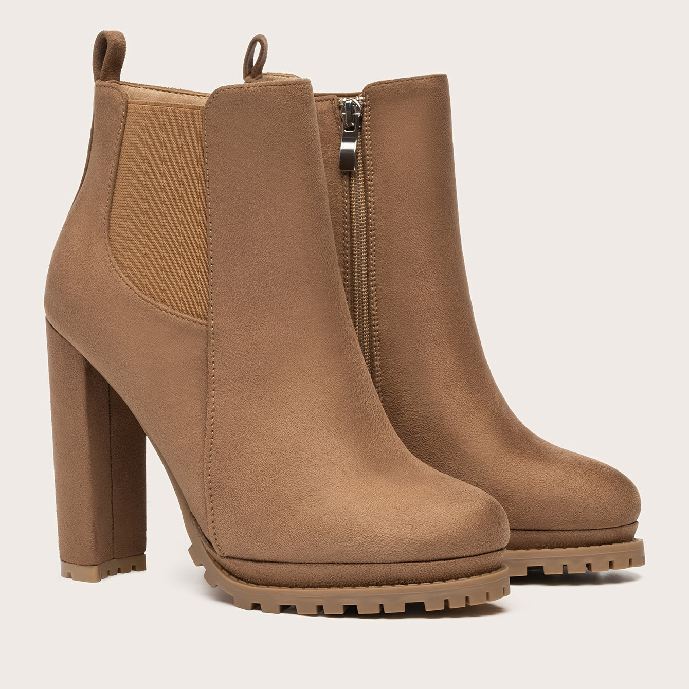 Stylish Pointed Toe Ankle Boots – Chunky Heel, Platform Comfort, Side Zipper Convenience