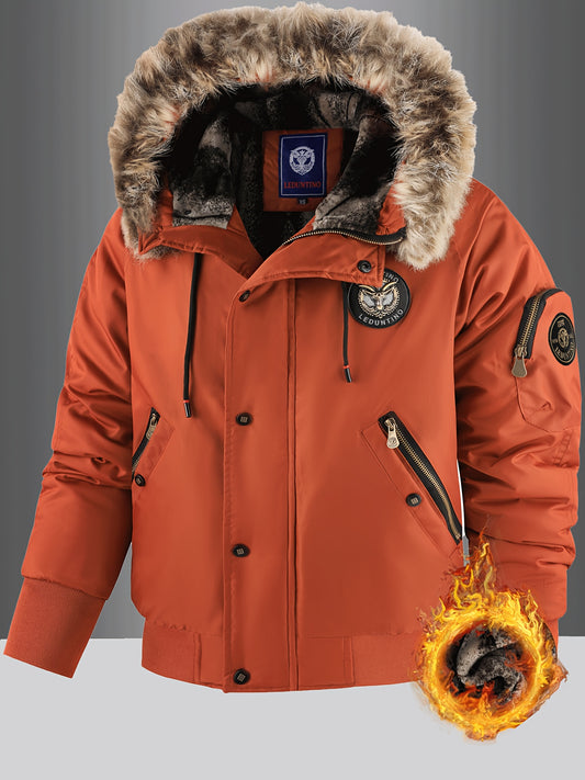 Men’s Insulated Winter Jacket with Detachable Fur Hood