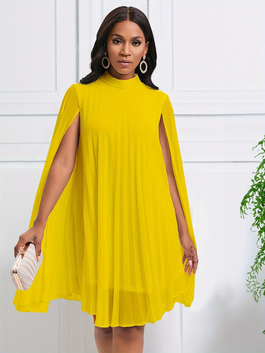 Plus Size Women's Dress – Temperament Fashion Chiffon Pullover Cape Bat Sleeve Dress