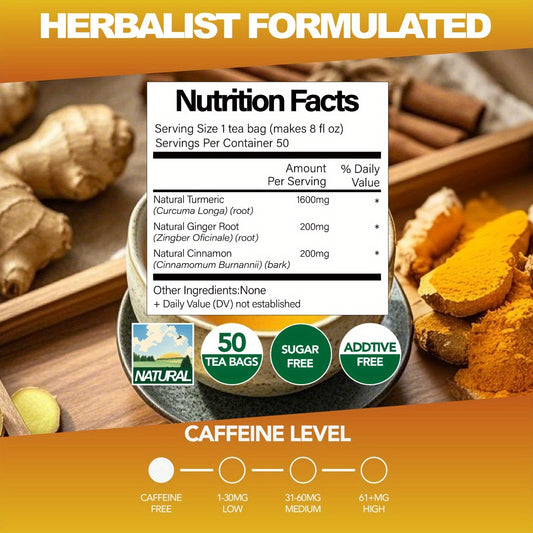 Turmeric Ginger Cinnamon Tea – 50 Bags