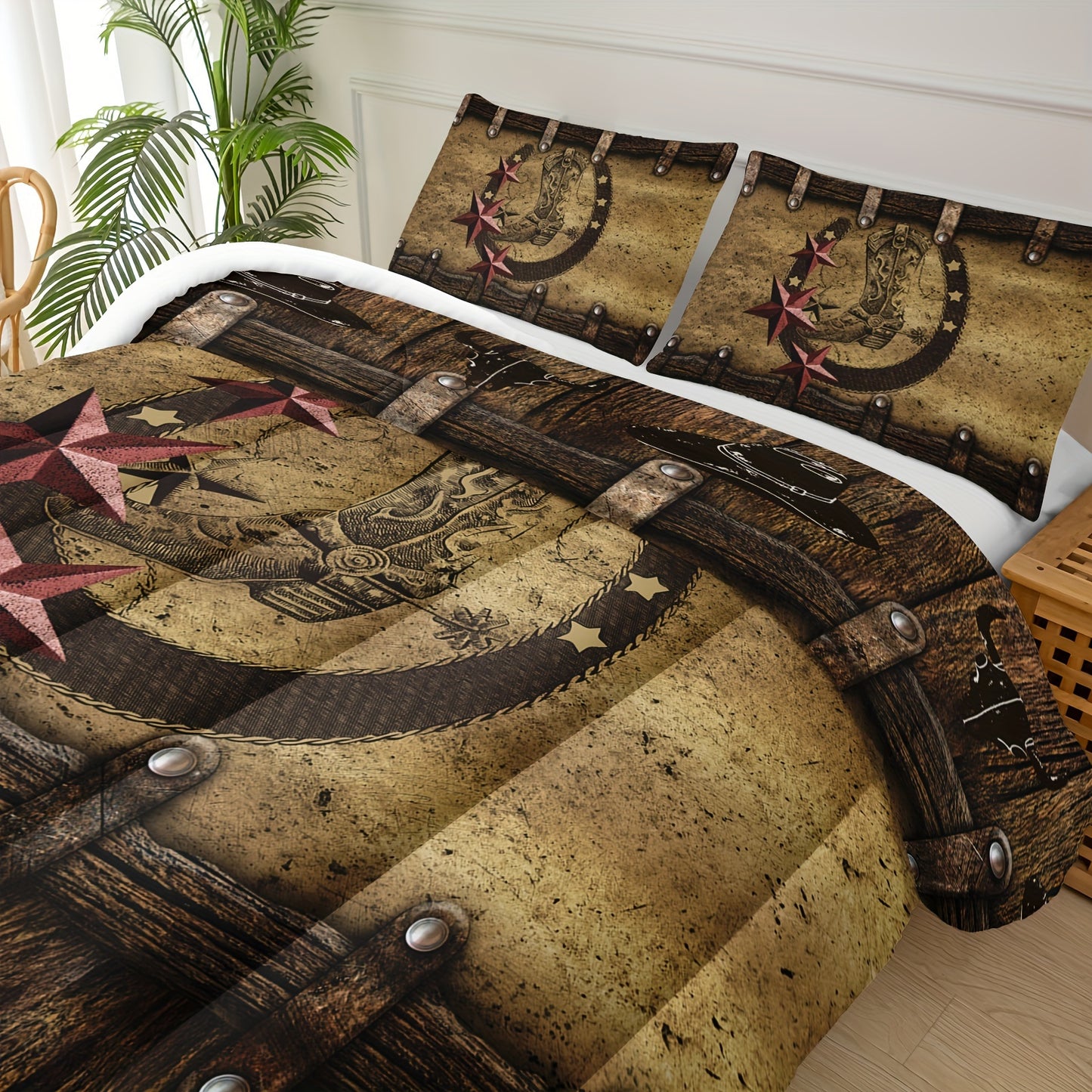 3pcs Vintage Cowboy Comforter Set