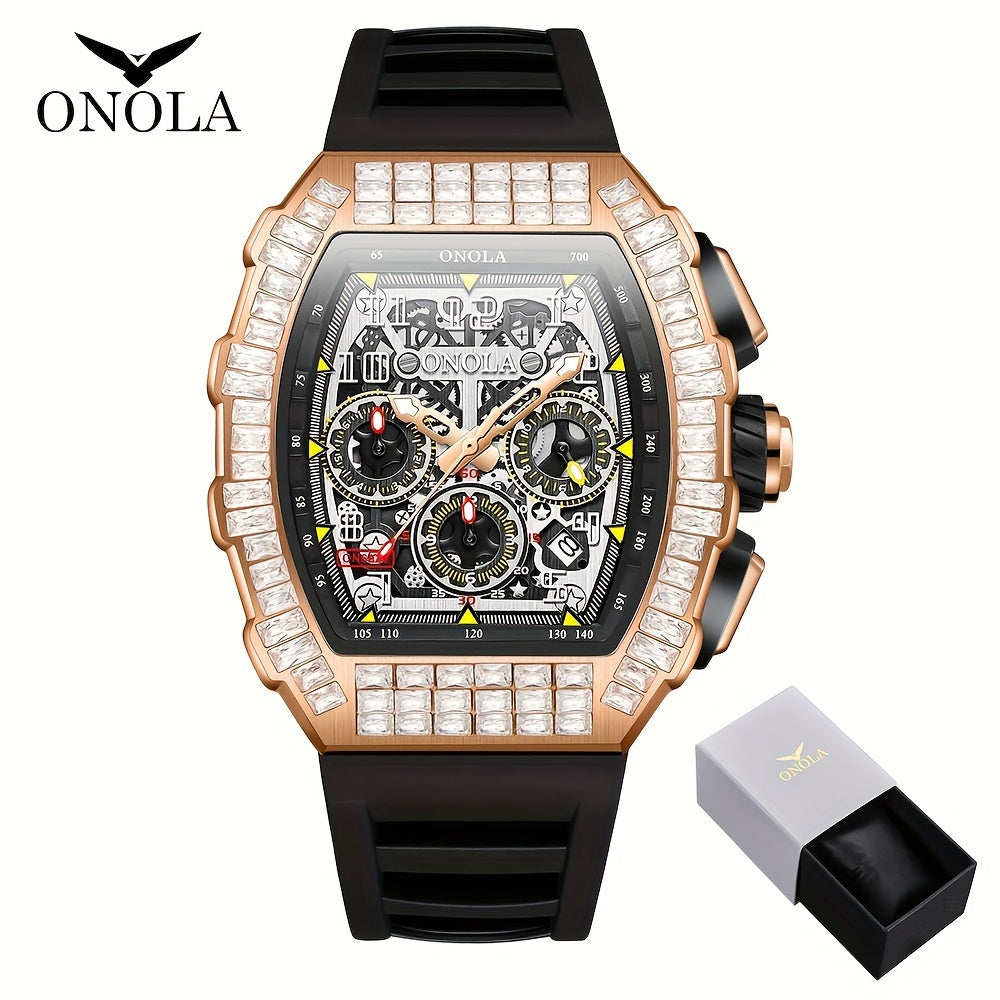 ONOLA Men's Automatic Mechanical Watch – Barrel-Shaped Tourbillon Elegance