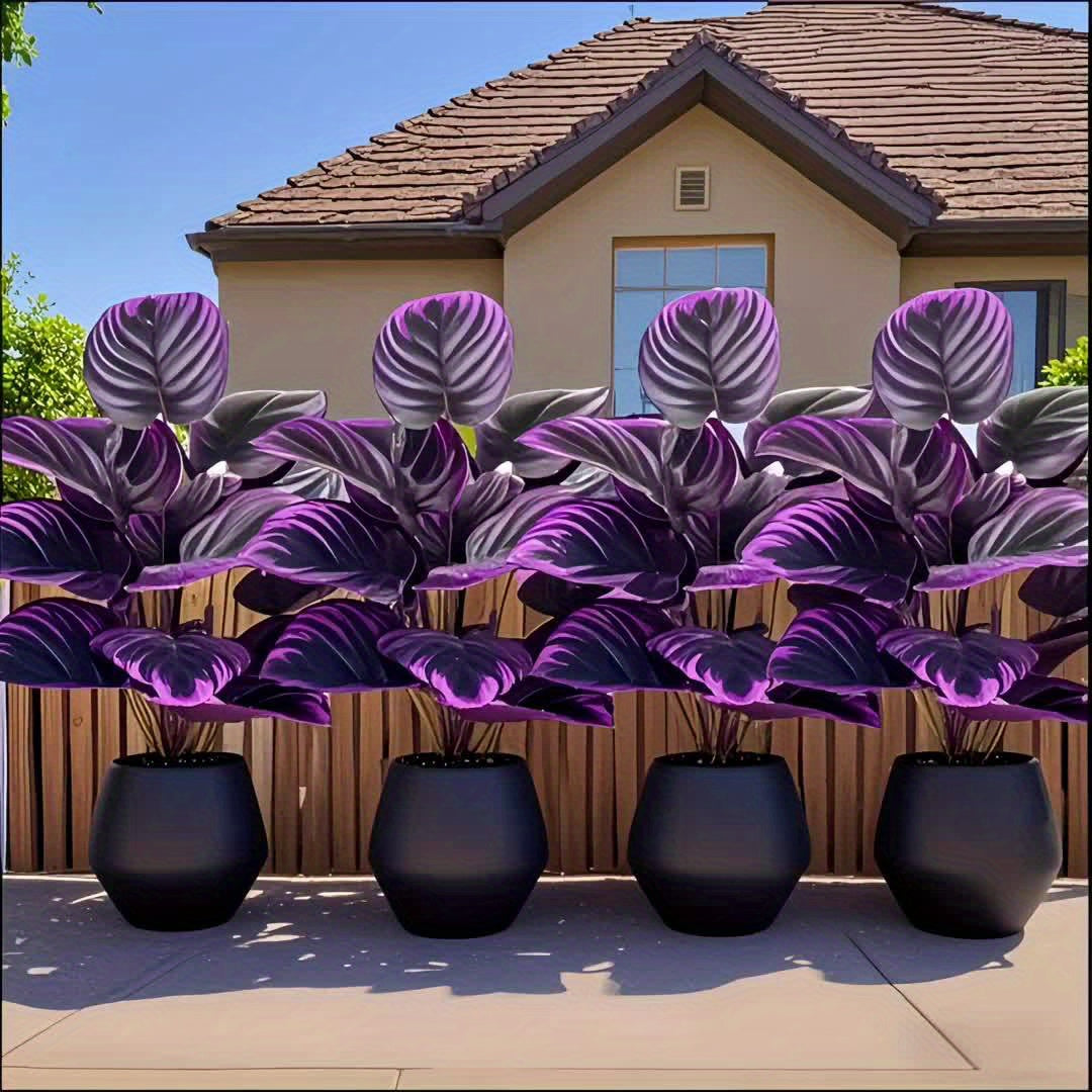 Premium Faux Plant Design – 4pcs Extra Large Artificial Purple Leaf Set