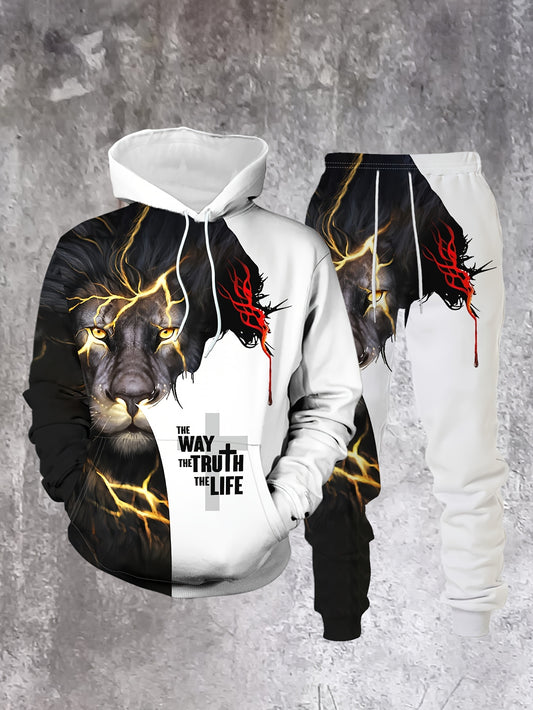 3D Printed Men's Casual Fashion Hoodie Set