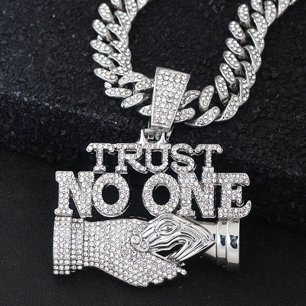 1 pc Men's 'TRUST NO ONE' Hip Hop Pendant Necklace