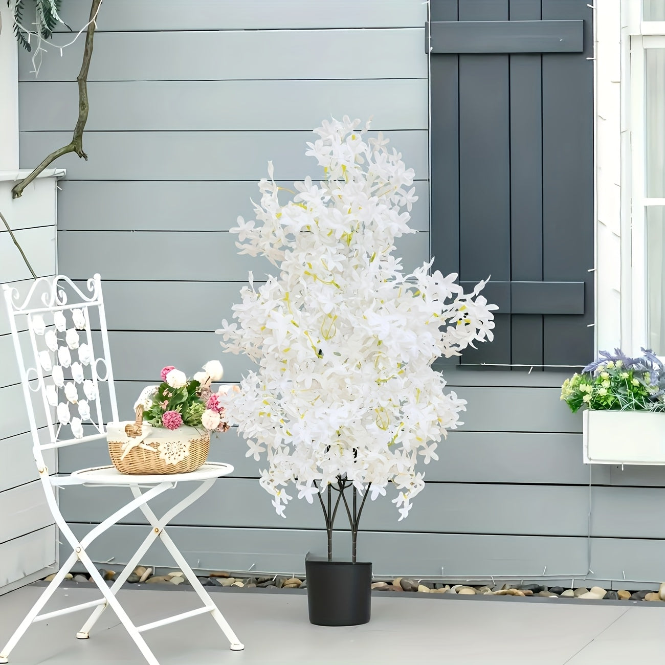 2pcs High-Realism White Cherry Blossom Trees