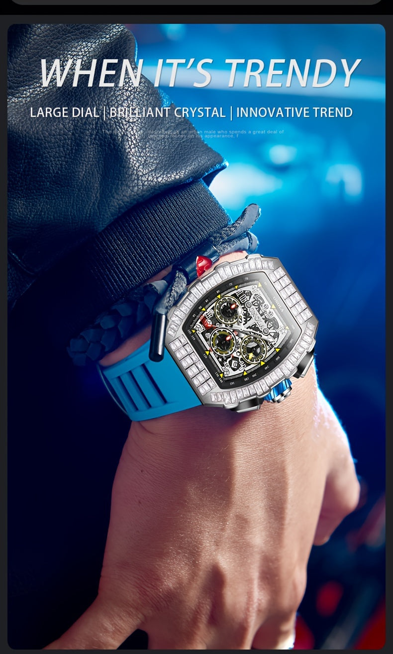 ONOLA Men's Automatic Mechanical Watch – Barrel-Shaped Tourbillon Elegance
