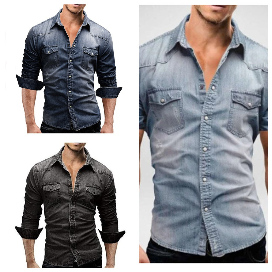 Men’s Long Sleeve Casual Shirt – Slim Fit, Solid Color