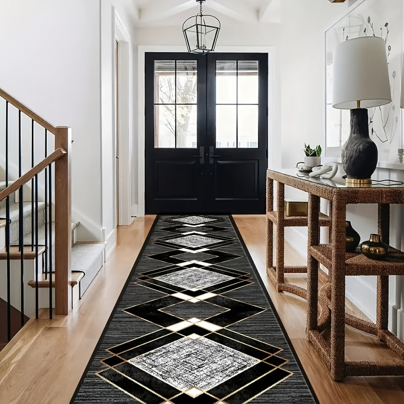 Velvet Runner Rug – 1pc Machine Washable Non-Slip Long Rug