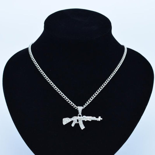 Cool Gothic Gun-Shaped Pendant Necklace for Men