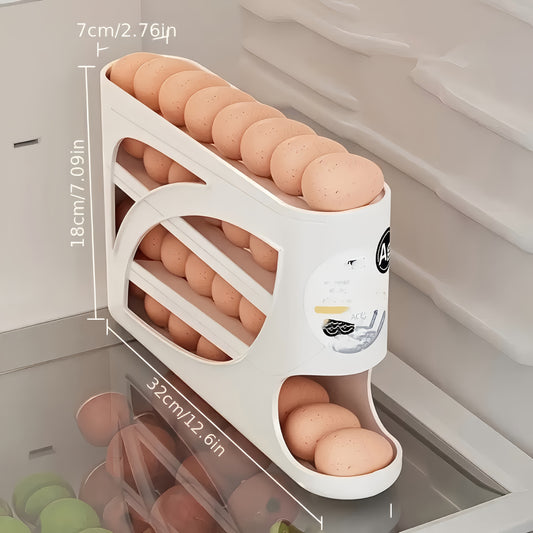4-Tier Rolling Egg Holder – Space-Saving Side Door Design