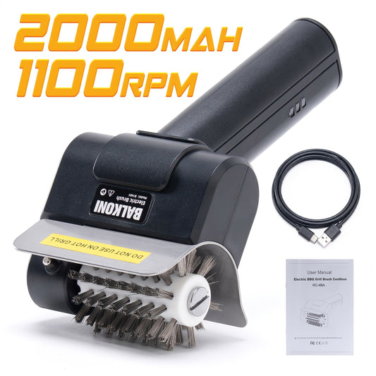 Electric Rechargeable Grill Brush, Spinning Stainless Steel Bristle BBQ Brush