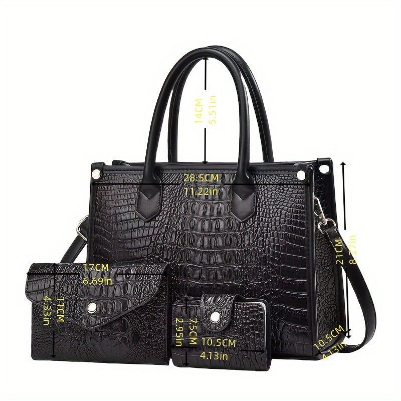 Luxury Crocodile Handbag Three-Piece Set