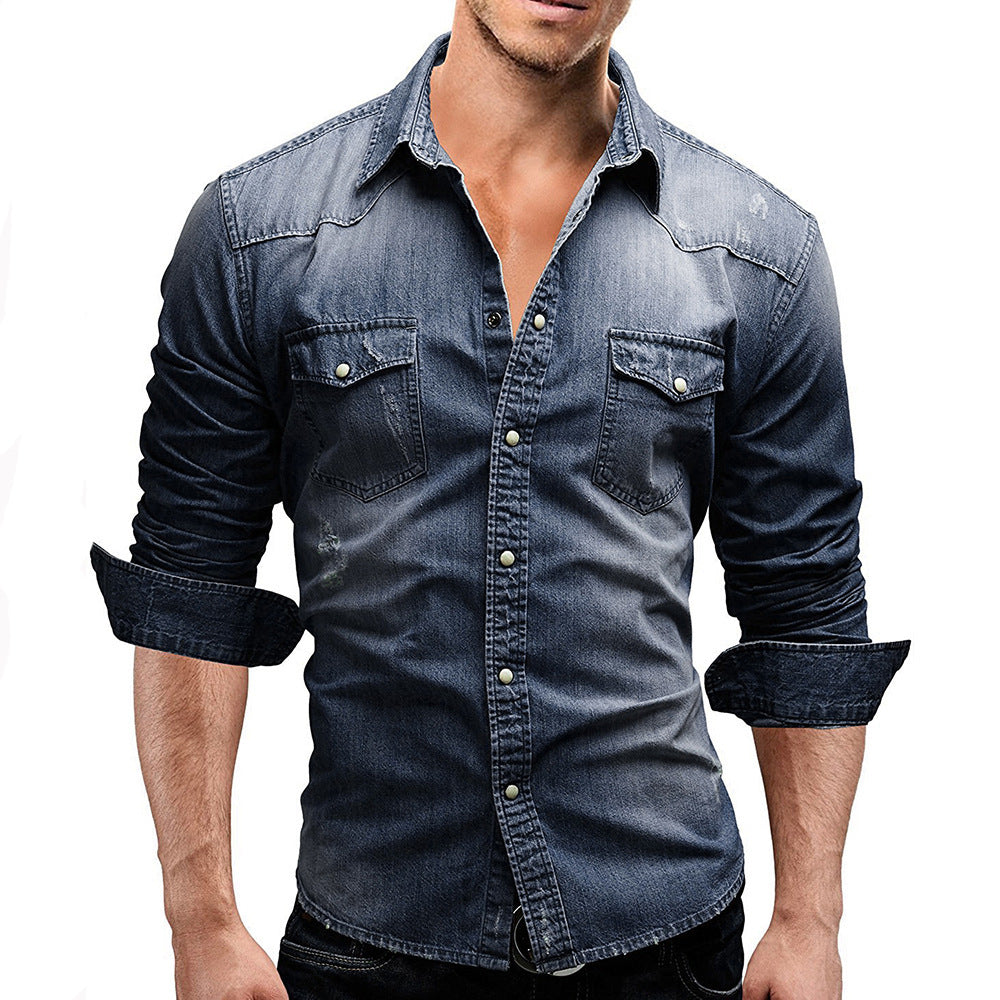 Men’s Long Sleeve Casual Shirt – Slim Fit, Solid Color