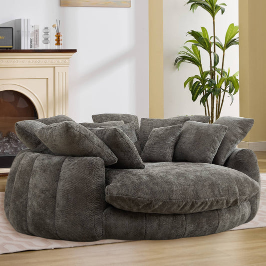 71.6" Oversized Chenille Bean Bag Sofa Chaise, 6 Colors