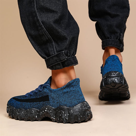 Men's Casual Sneakers – Geometric Knit Comfort & Style