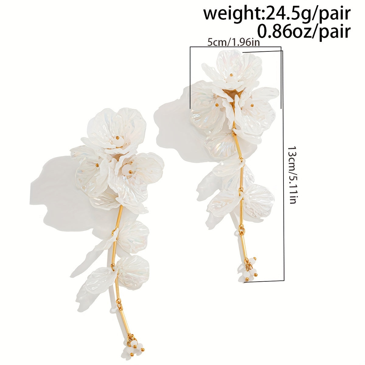 2pcs Simple Elegant White Pearl Shell Flower Earrings
